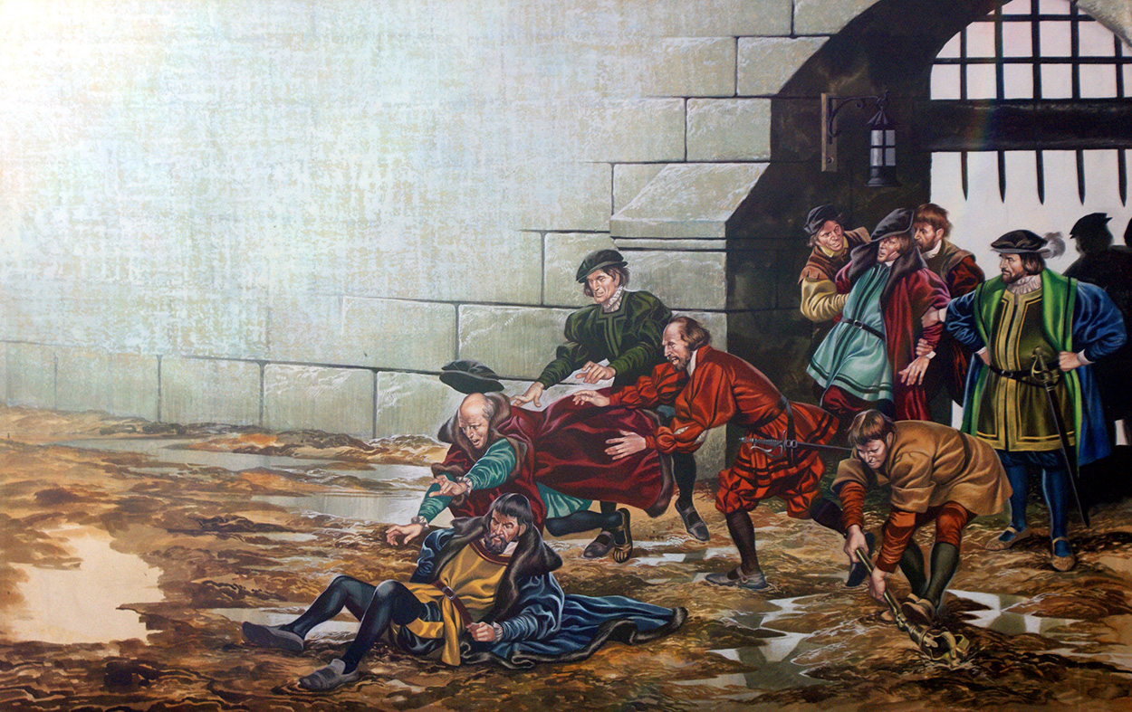 The Sergeant-at-Arms of the House of Commons beaten by the Sheriff of London (Original) art by British History (Ron Embleton) at The Illustration Art Gallery