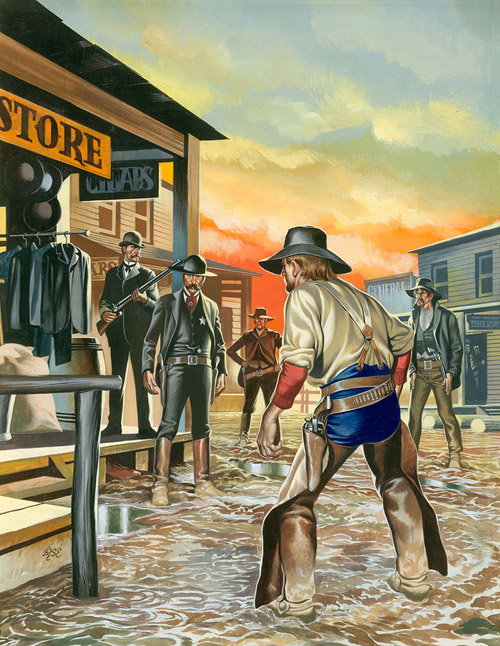 Wyatt Earp - Gunfight at the OK Corral (Original) (Signed) by American History (Ron Embleton) at The Illustration Art Gallery