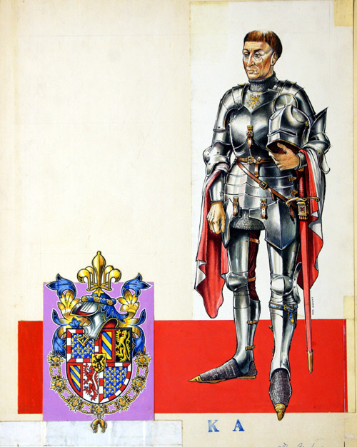Knight and Coat of Arms (Original) (Signed) by Dan Escott at The Illustration Art Gallery