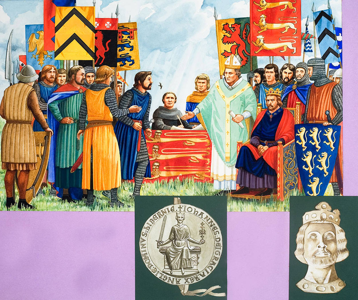 King John Signs the Magna Carta (Original) art by Dan Escott at The Illustration Art Gallery