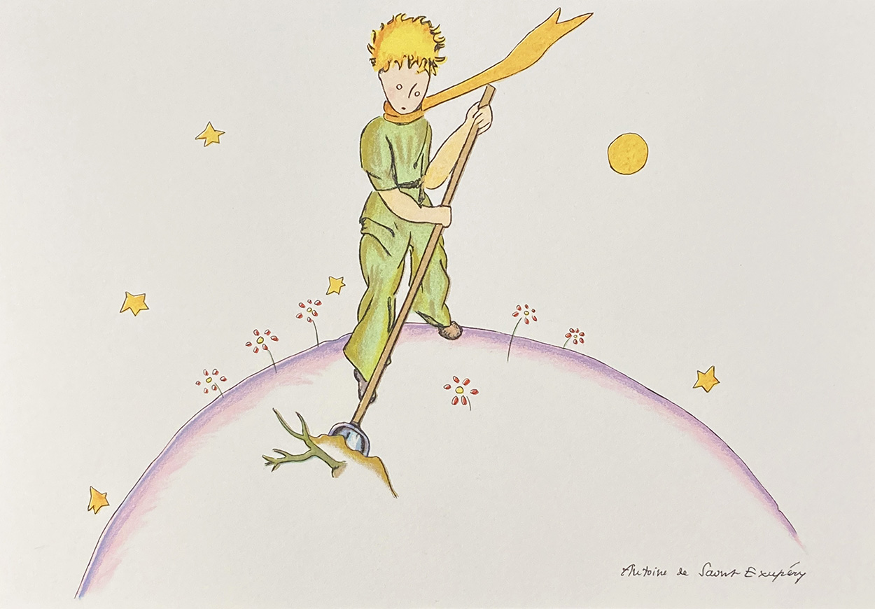 The Little Prince keeping the Baobabs away (Limited Edition Print) art by Antoine de Saint Exupery Art at The Illustration Art Gallery