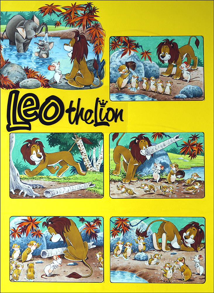 Leo The Friendly Lion - What A Shower (Original) art by Bert Felstead at The Illustration Art Gallery
