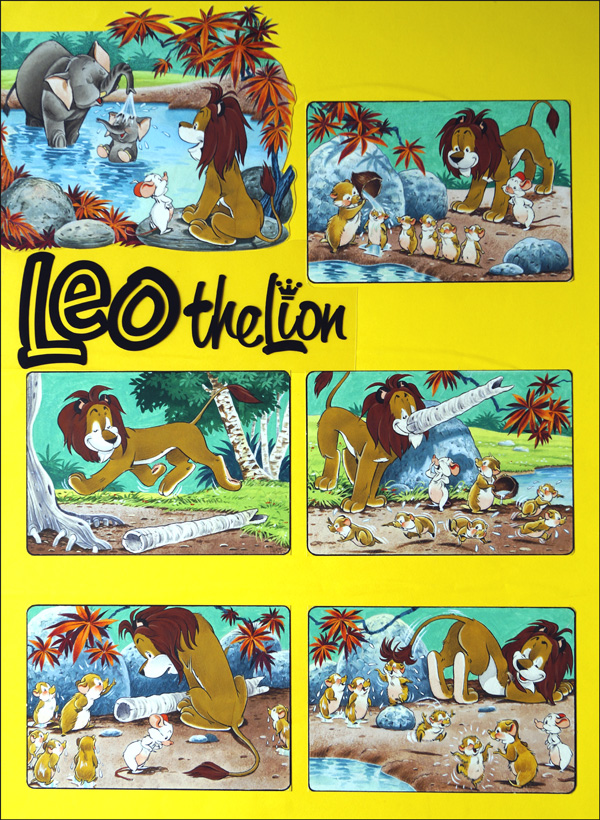 Leo The Friendly Lion - What A Shower (Original) by Bert Felstead at The Illustration Art Gallery