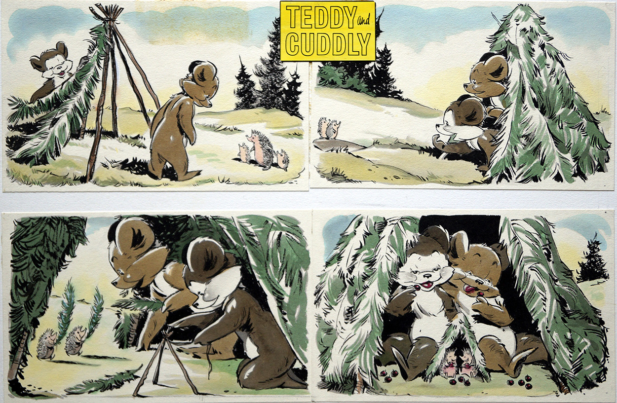 Teddy and Cuddly's Teepee (Original) art by Bert Felstead at The Illustration Art Gallery