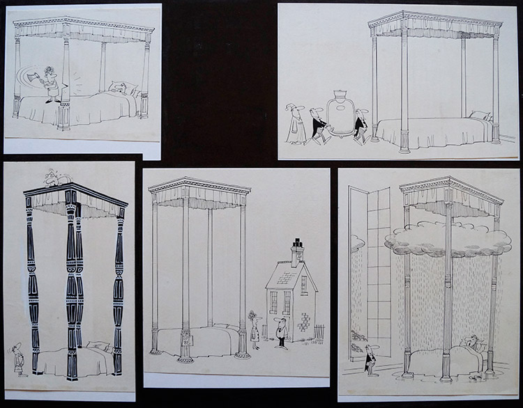 Fun with Fiddy: Four Poster Escapades! (Original) by Roland Fiddy at The Illustration Art Gallery