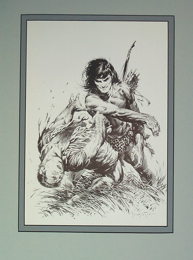 Edgar Rice Burroughs 6 Terrific Blow (Limited Edition Print) art by Frank Frazetta at The Illustration Art Gallery