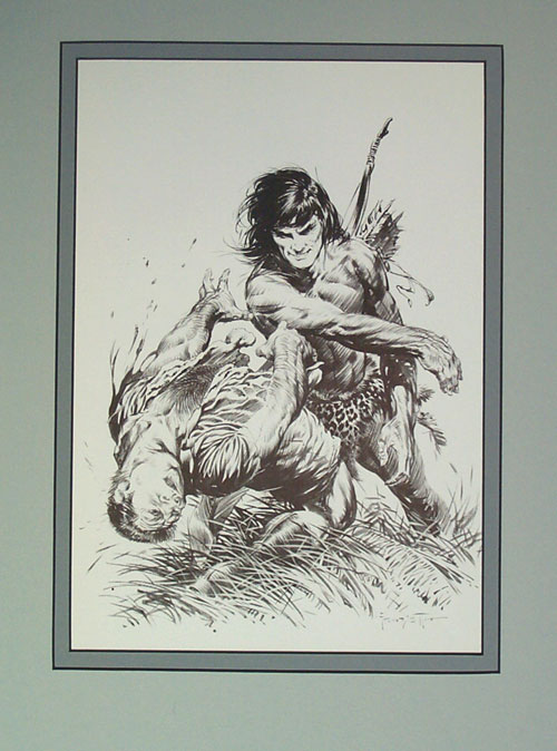 Edgar Rice Burroughs 6 Terrific Blow (Limited Edition Print) by Frank Frazetta at The Illustration Art Gallery