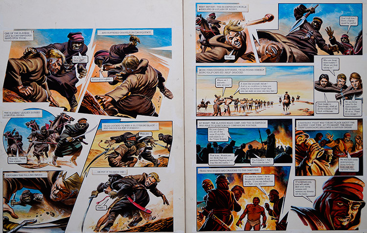The Flash of Agony from 'The Slave Traders' (TWO pages) (Originals) (Signed) by The Trigan Empire (Oliver Frey) at The Illustration Art Gallery