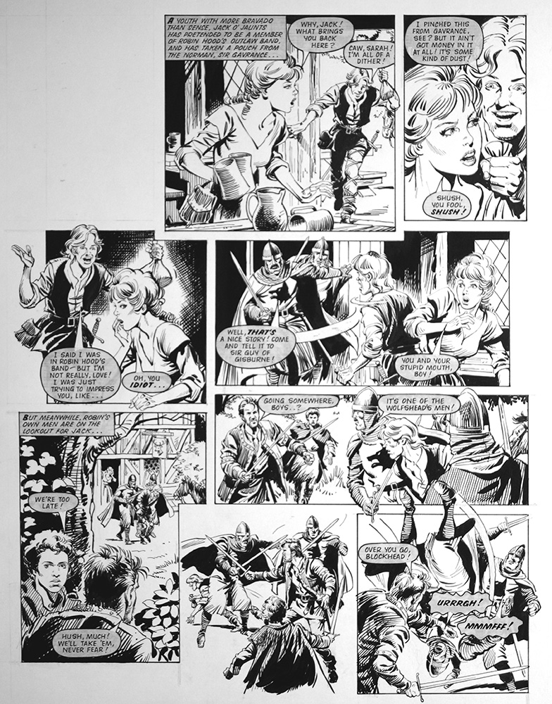 Robin of Sherwood: Shush (TWO pages) (Originals) art by Phil Gascoine Art at The Illustration Art Gallery