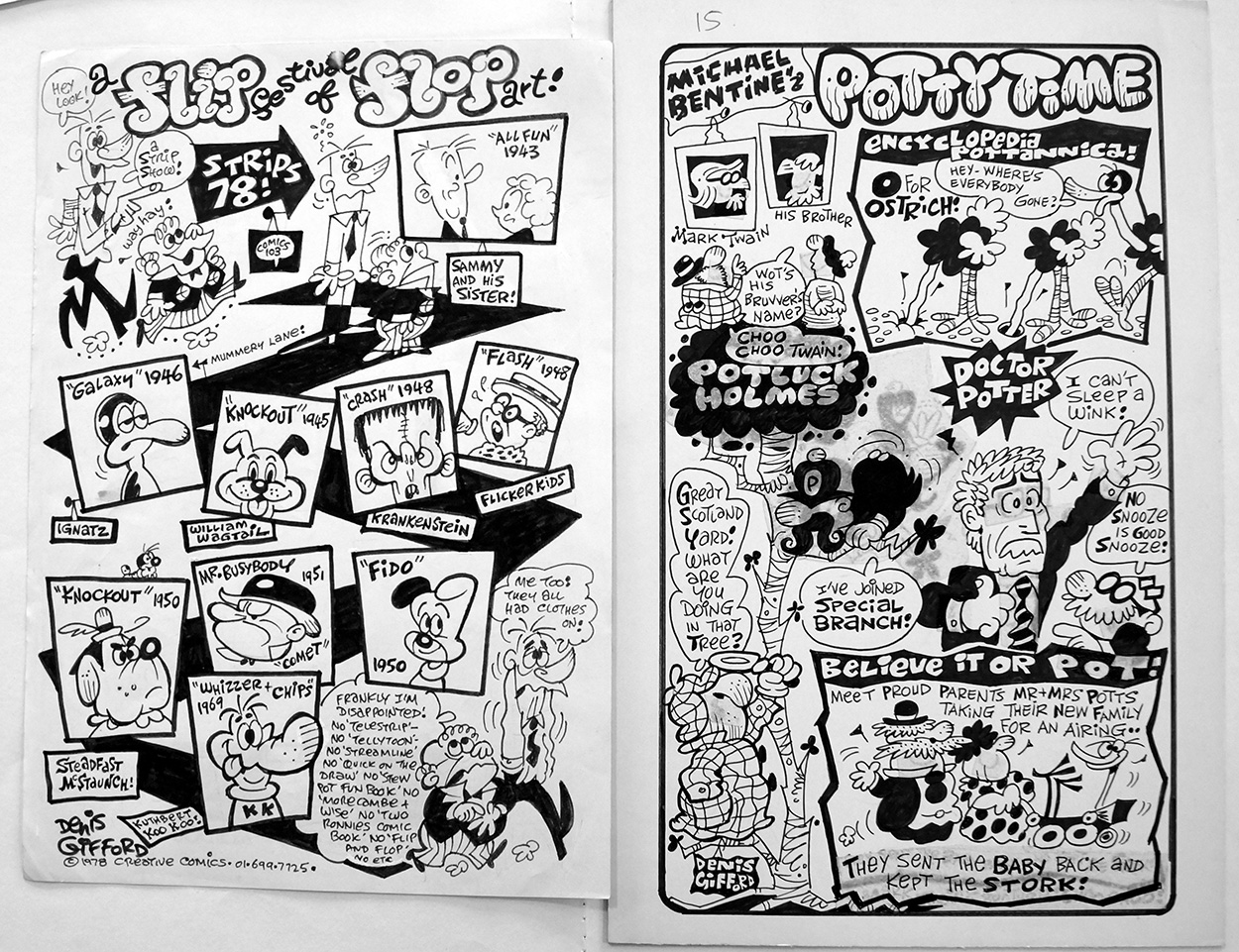 Four Joke Comic Pages (Original) (Signed) art by Denis Gifford at The Illustration Art Gallery