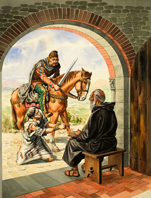 Saint Benedict (Original) by Michael Godfrey Art at The Illustration Art Gallery