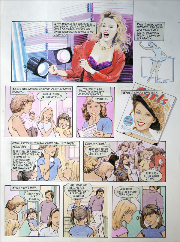 Kylie Minogue - Kylie's Story 2 (TWO pages) (Originals) (Signed) by Maureen & Gordon Gray at The Illustration Art Gallery