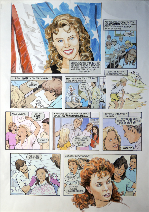 Kylie Minogue - Kylie's Story 3 (TWO pages) (Originals) by Maureen & Gordon Gray at The Illustration Art Gallery