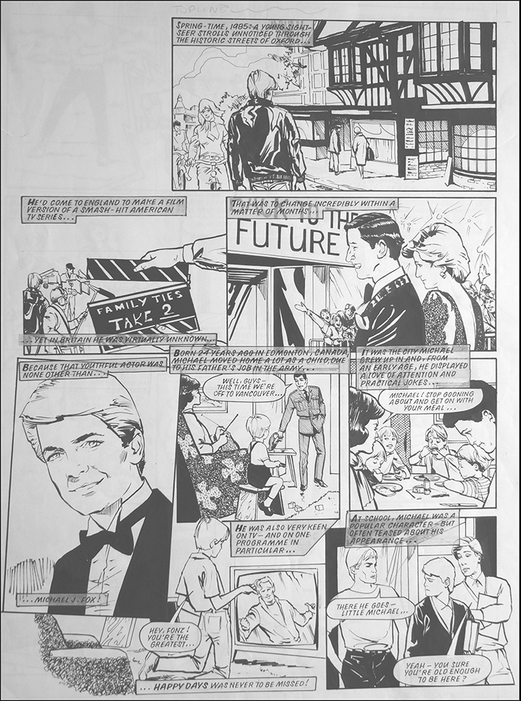 Michael J Fox - His Early Life (FOUR pages) (Originals) art by Maureen & Gordon Gray at The Illustration Art Gallery