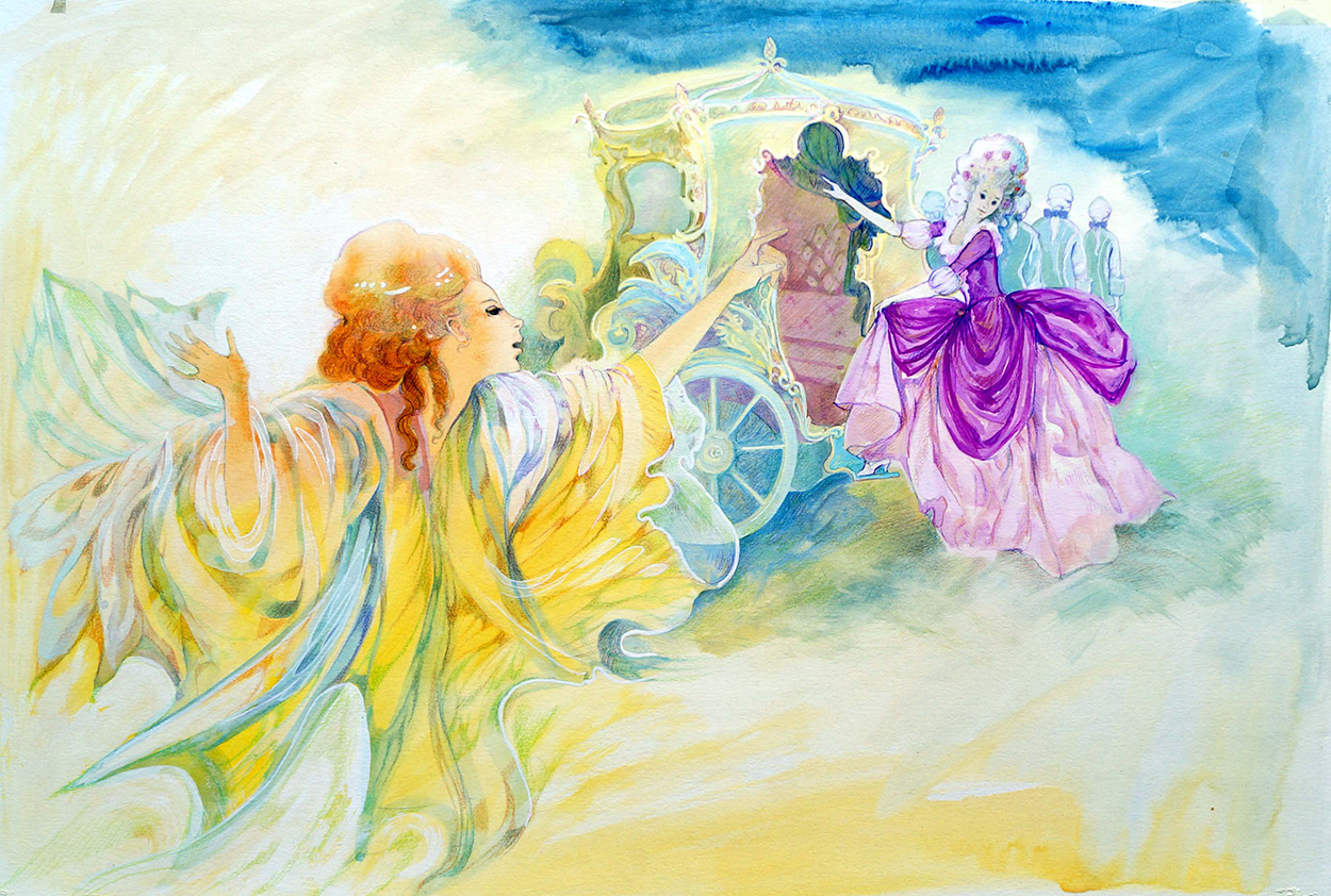 Cinderella - The Fairy Godmother Sends Cinderella Off (Original) art by Gwen Green Art at The Illustration Art Gallery