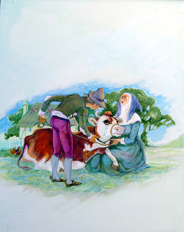 Jack & The Beanstalk - Selling The Cow (Original) by Gwen Green Art at The Illustration Art Gallery