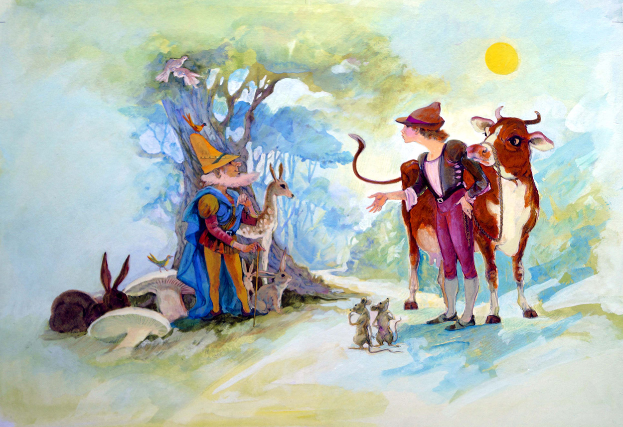 Jack & The Beanstalk - A Cow, A Cow (Original) art by Gwen Green Art at The Illustration Art Gallery