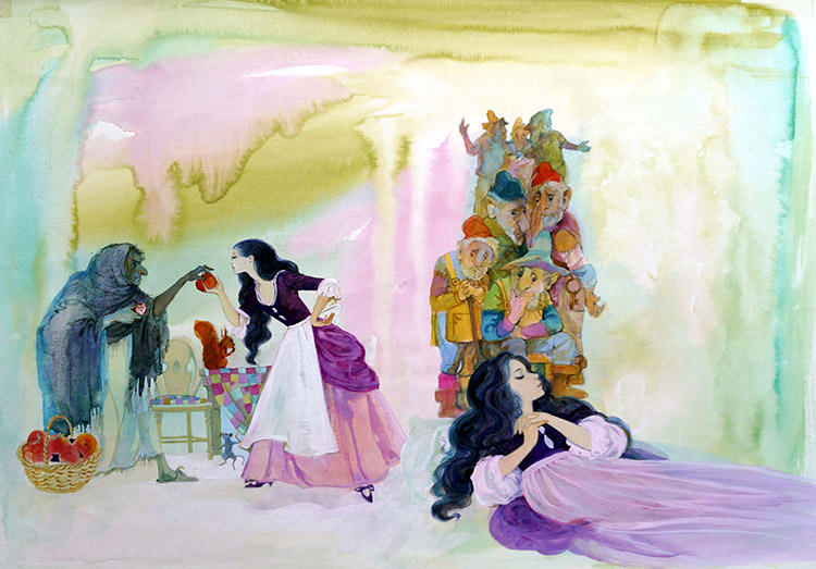 Snow White - Snow White Is Poisoned (Original) by Gwen Green Art at The Illustration Art Gallery
