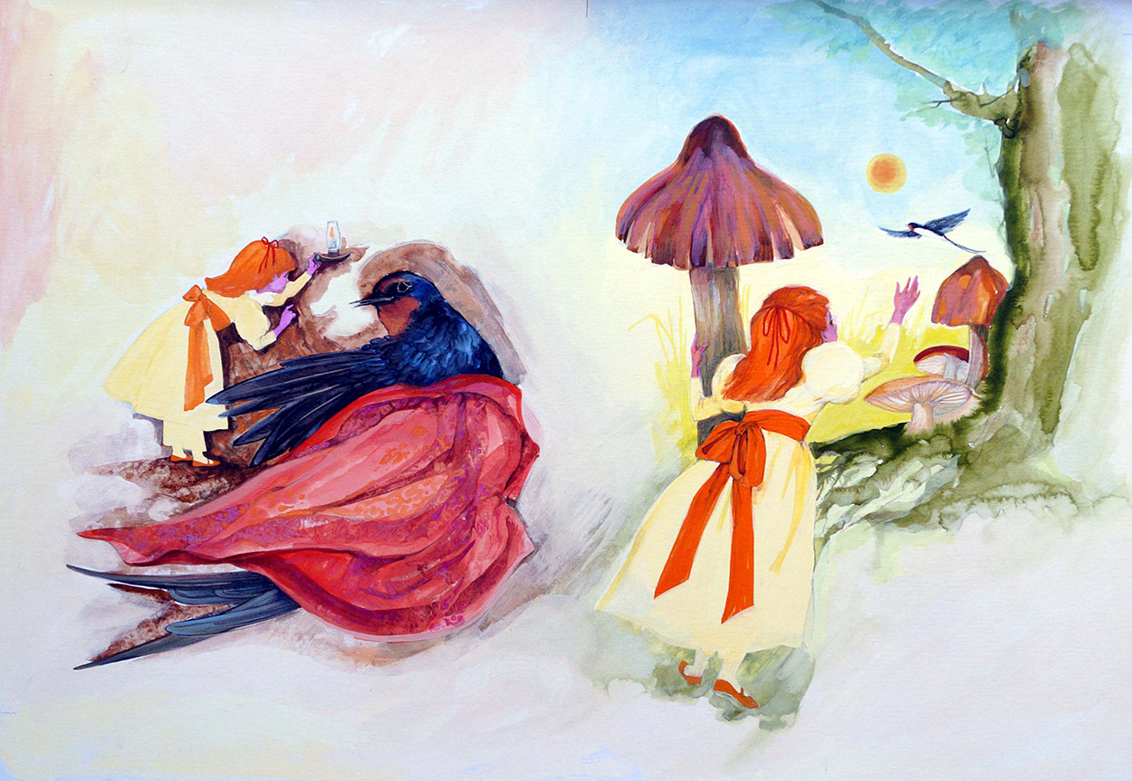 Thumbelina - Thumbelina Says Goodbye (Original) art by Gwen Green Art at The Illustration Art Gallery