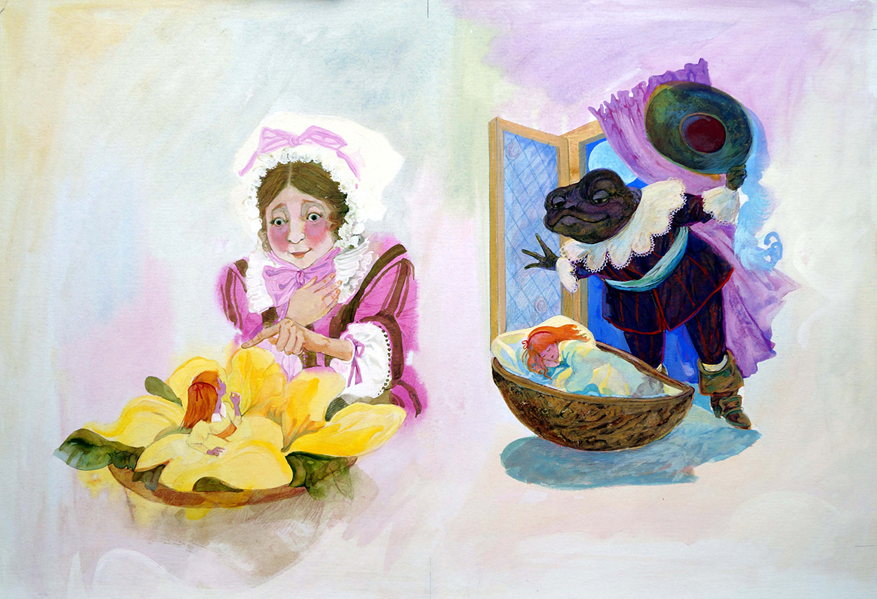 Thumbelina - Thumbelina Grows And Is Stolen By A Toad (Original) art by Gwen Green Art at The Illustration Art Gallery