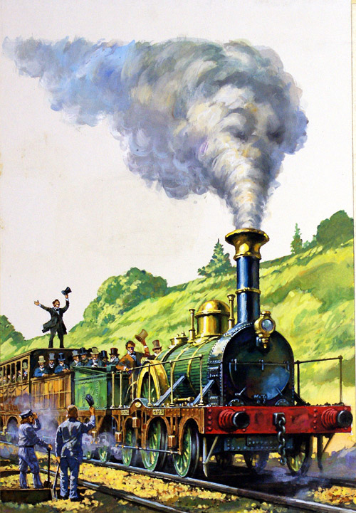 Steam Train at the Opening of part of the Great Western Railway (Original) by Harry Green at The Illustration Art Gallery