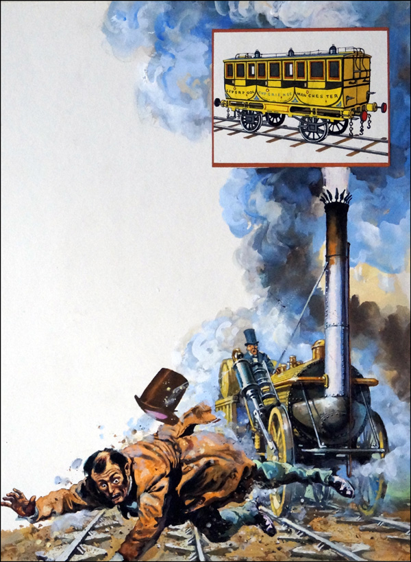 Death on the Rails - Stephenson's Rocket (Original) by Harry Green Art at The Illustration Art Gallery