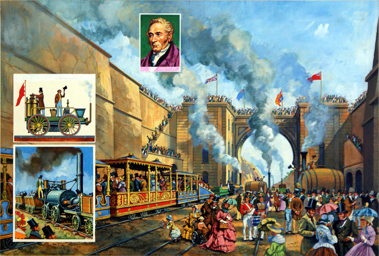 Opening of the Liverpool and Manchester Railway (Original) art by Harry Green Art at The Illustration Art Gallery