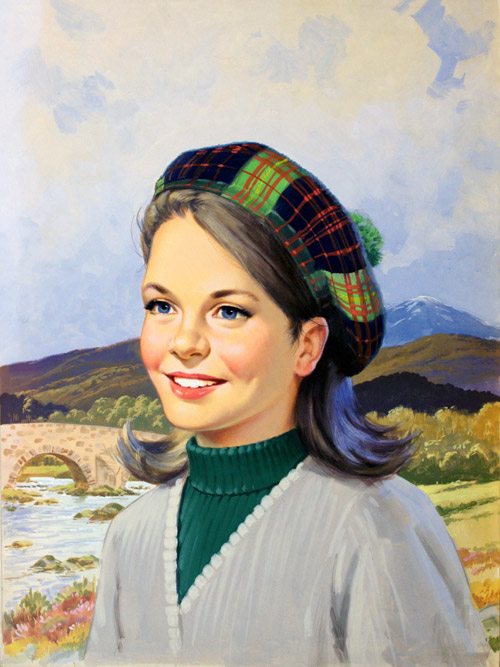 Scottish Lassie (Original) by Roger Hall at The Illustration Art Gallery
