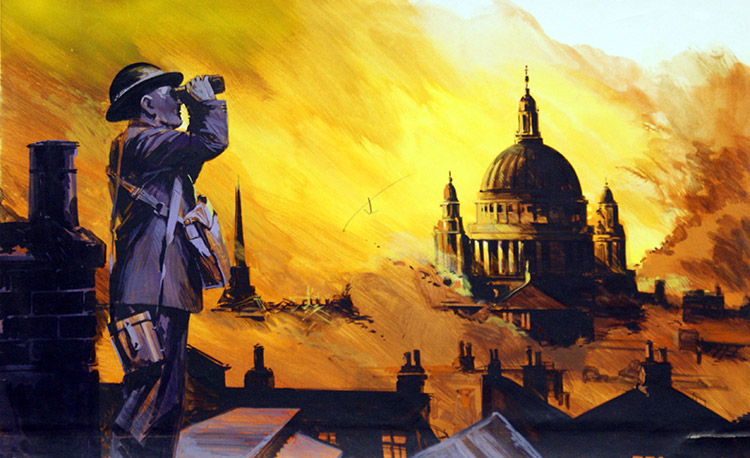 Blitz Lookout at St Paul's Cathedral (Original) by Land (Wilf Hardy) at The Illustration Art Gallery