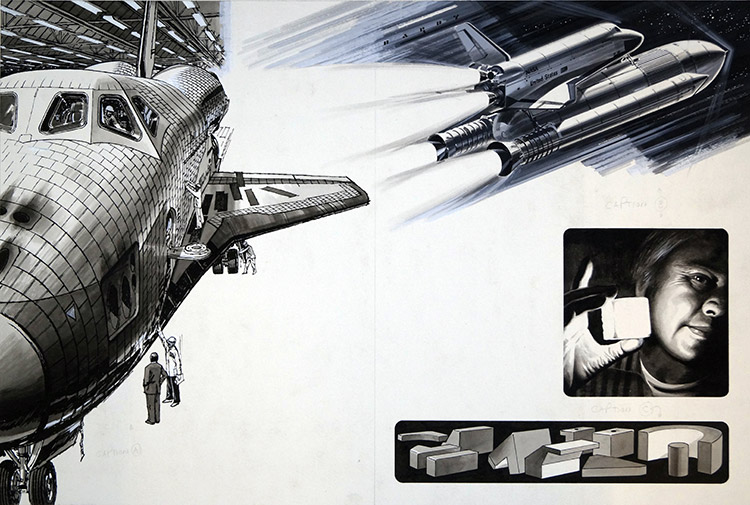 NASA Space Shuttle (Original) (Signed) by Space (Wilf Hardy) at The Illustration Art Gallery