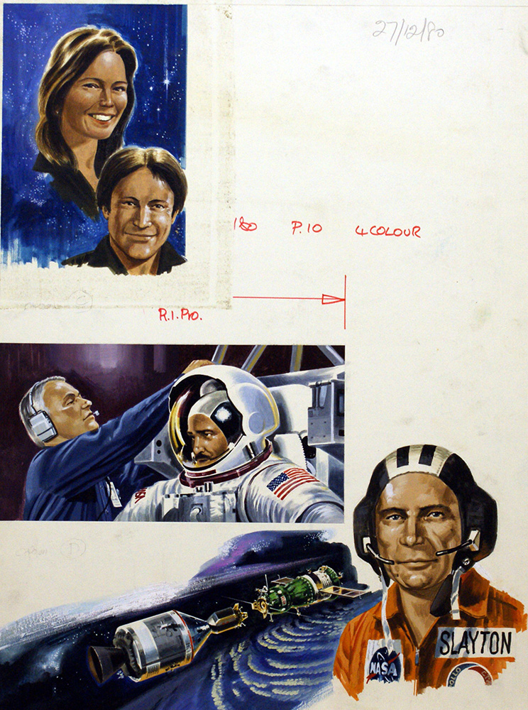 Deke Slayton Apollo-Soyuz Mission (Original) art by Space (Wilf Hardy) at The Illustration Art Gallery