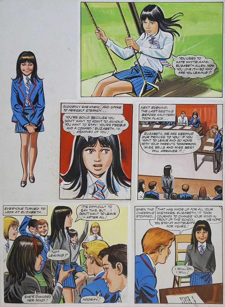 Enid Blyton's The Naughtiest Girl in the School: The End (TWO pages) (Originals) art by Tony Higham Art at The Illustration Art Gallery