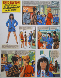 Enid Blyton's The Naughtiest Girl in the School: Miss Thomas and The New Girl (TWO pages) art by Tony Higham