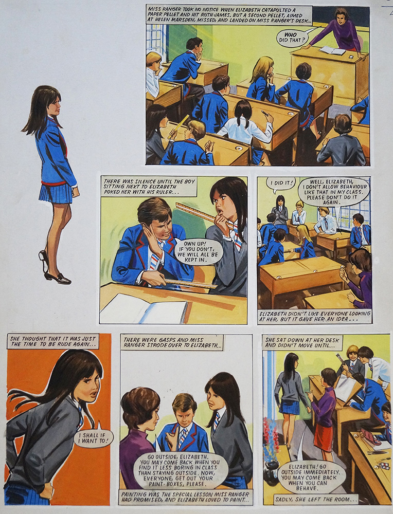 Enid Blyton's The Naughtiest Girl in the School: The Buzz (THREE pages) (Originals) art by Tony Higham Art at The Illustration Art Gallery