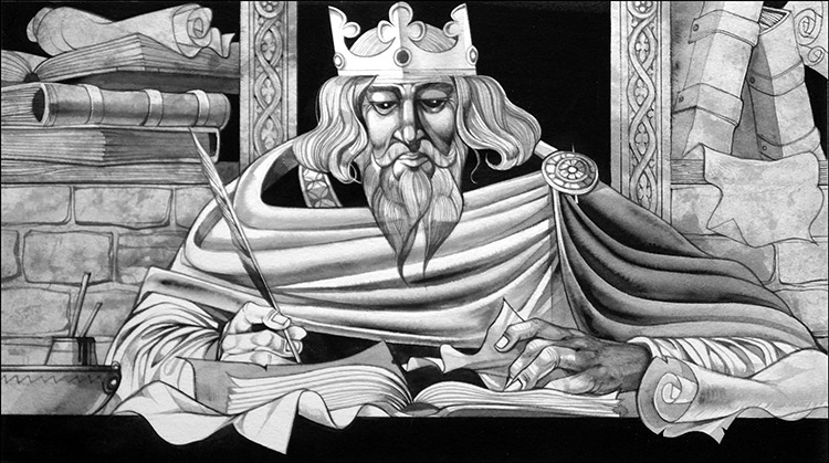 King Alfred (Original) by Richard Hook at The Illustration Art Gallery