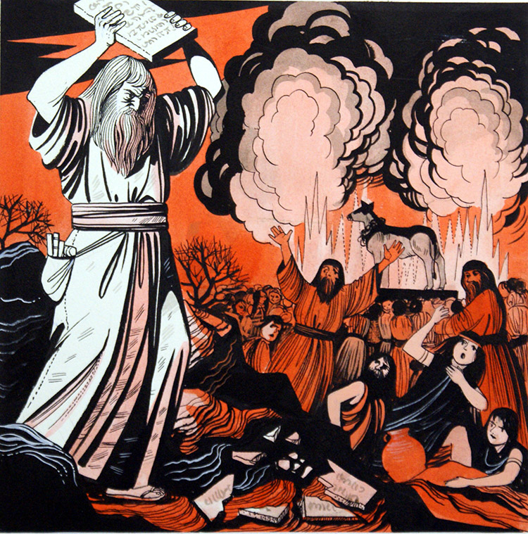 Moses Breaking the Tablets (Original) by Richard Hook at The Illustration Art Gallery