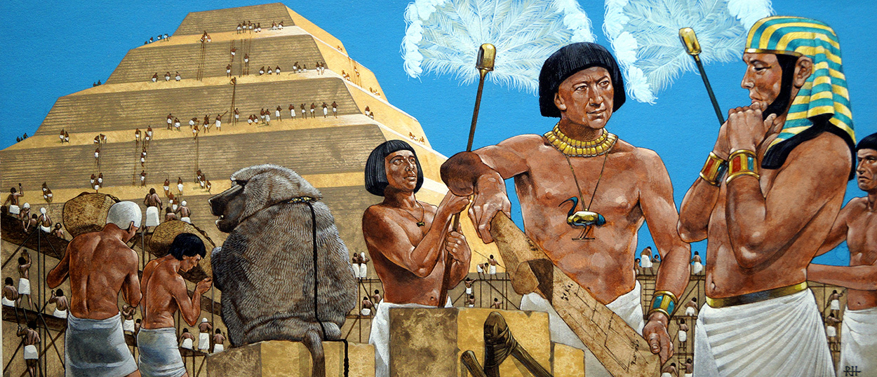 Imhotep and the Great Pyramid (Original) (Signed) art by Richard Hook Art at The Illustration Art Gallery