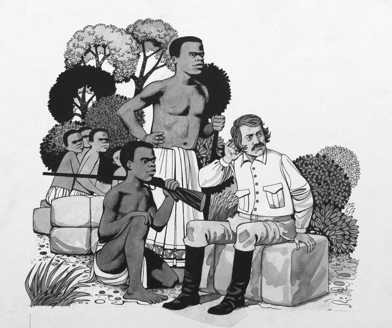 A Light in Darkest Africa - David Livingstone (Original) art by Richard Hook Art at The Illustration Art Gallery