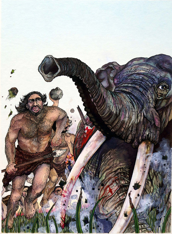 Tusk Me, I'm A Caveman (Original) by Richard Hook Art at The Illustration Art Gallery