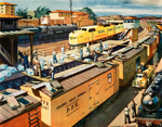 Cooling a trans-continental fruit train, USA (Original Macmillan Poster) (Print)