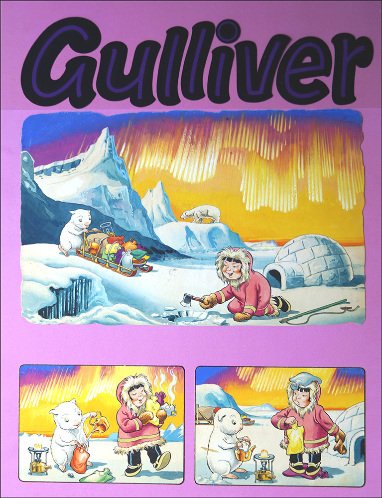 Gulliver's Hot Time at the North Pole (TWO pages) (Originals) art by Gulliver Guinea-Pig (Gordon Hutchings) at The Illustration Art Gallery