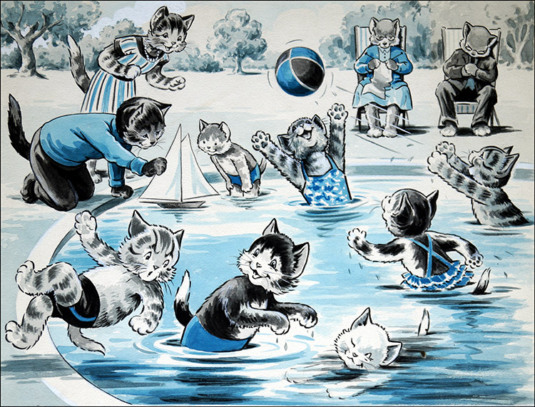 Num Num - Blue Pool (Original) by Num Num (Gordon Hutchings) at The Illustration Art Gallery