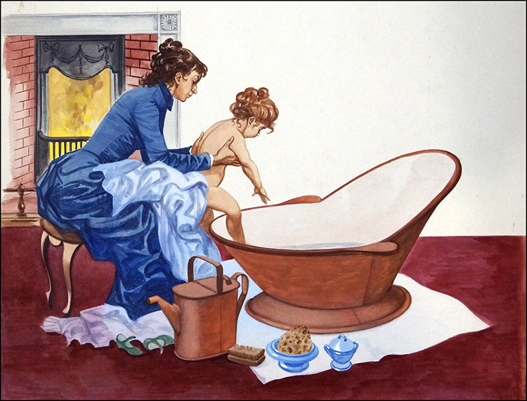 Bath Time (Original) by British History (Peter Jackson) at The Illustration Art Gallery