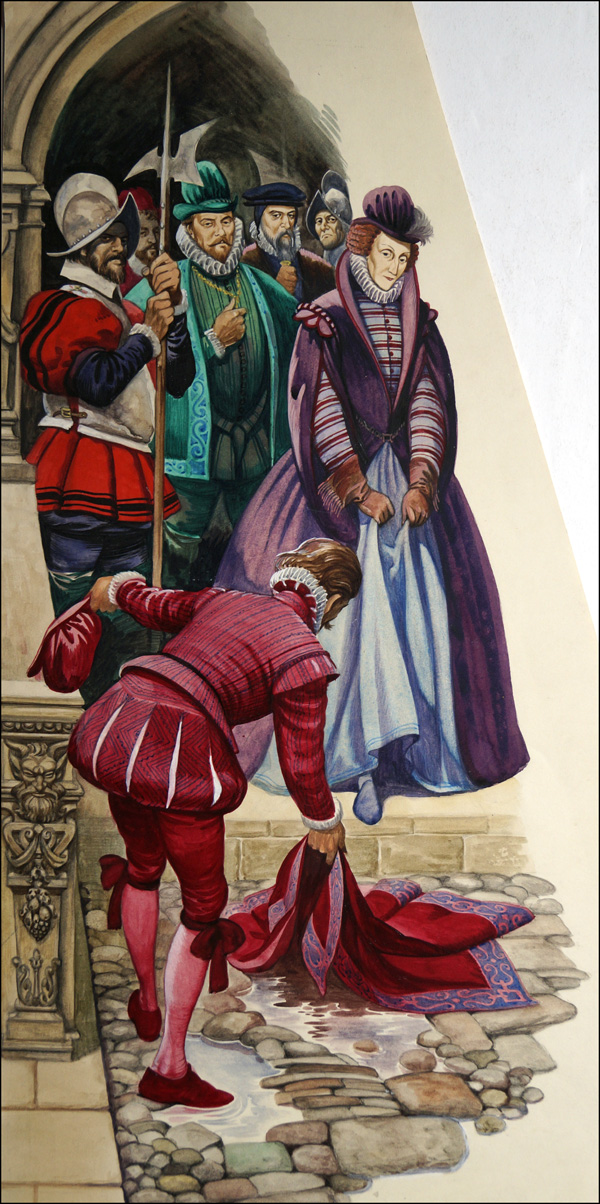 Queen Elizabeth and Sir Walter Raleigh (Original) by British History (Peter Jackson) at The Illustration Art Gallery