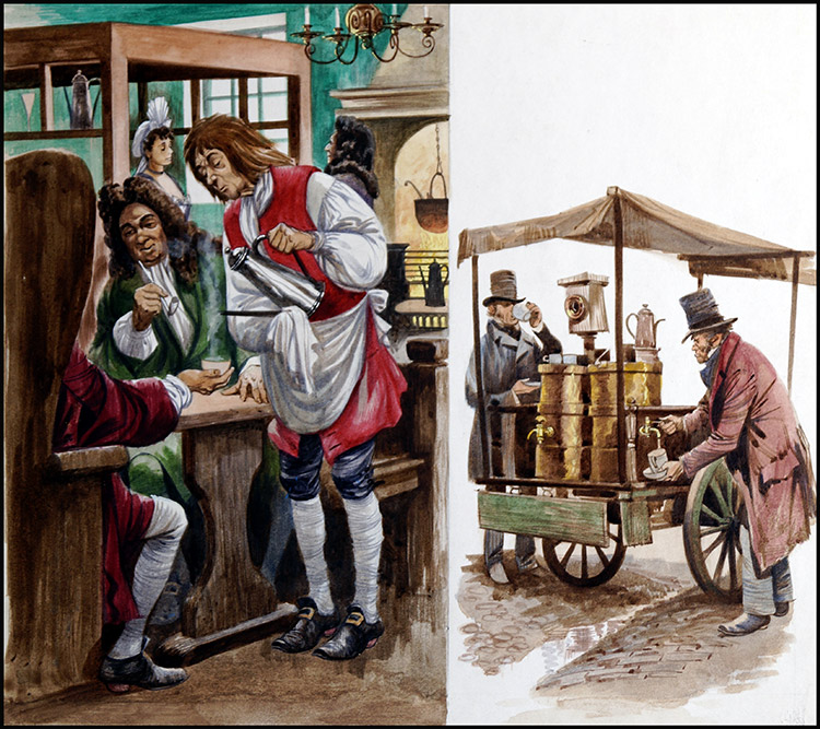 The Craze For Coffee (Original) by British History (Peter Jackson) at The Illustration Art Gallery