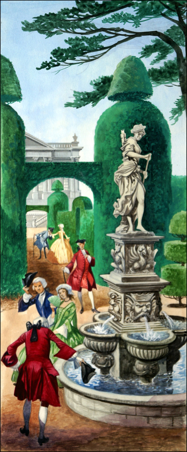 Regency Garden (Original) by British History (Peter Jackson) at The Illustration Art Gallery