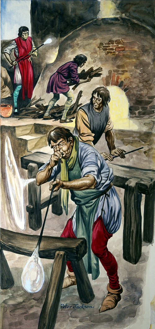 Glass Blowing (Original) (Signed) by British History (Peter Jackson) at The Illustration Art Gallery