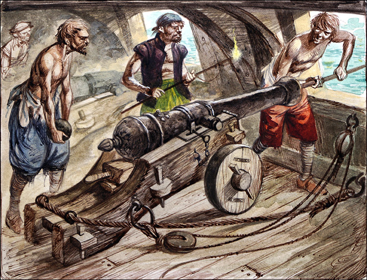 Prepare To Fire (Original) by British History (Peter Jackson) at The Illustration Art Gallery