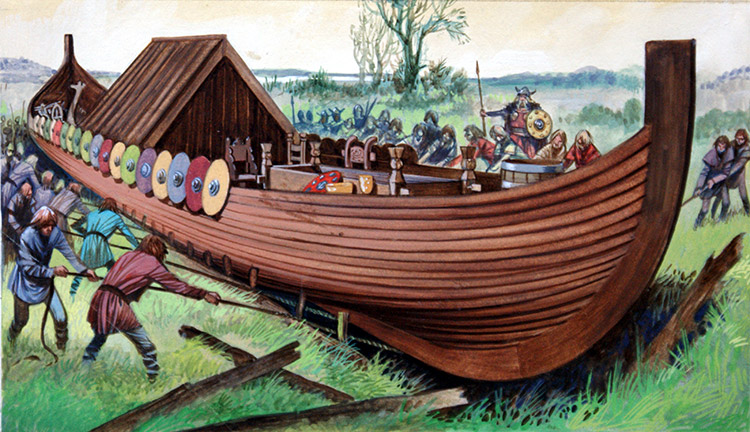 Viking Long Ship (Original) by British History (Peter Jackson) at The Illustration Art Gallery