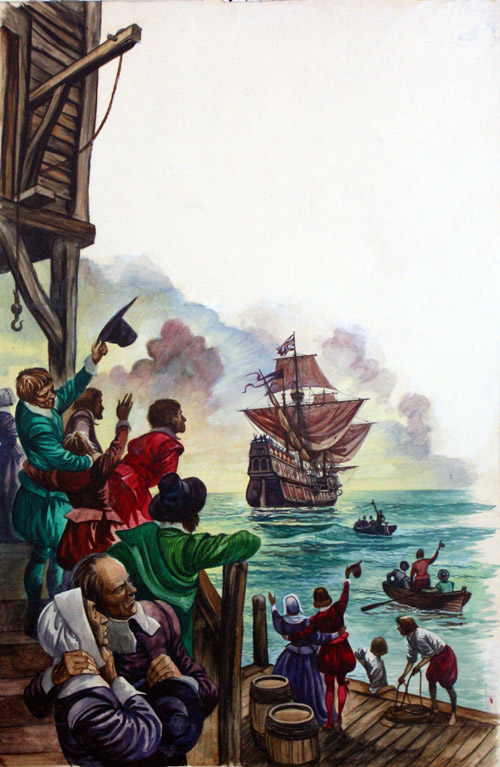 The Pilgrim Fathers (Original) by British History (Peter Jackson) at The Illustration Art Gallery